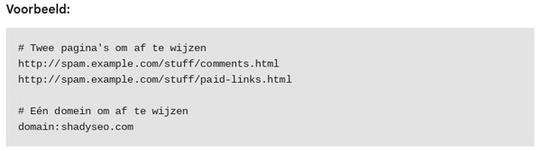 Backlinks disavowen: voorbeeld bestand | Pieter-Henk.nl